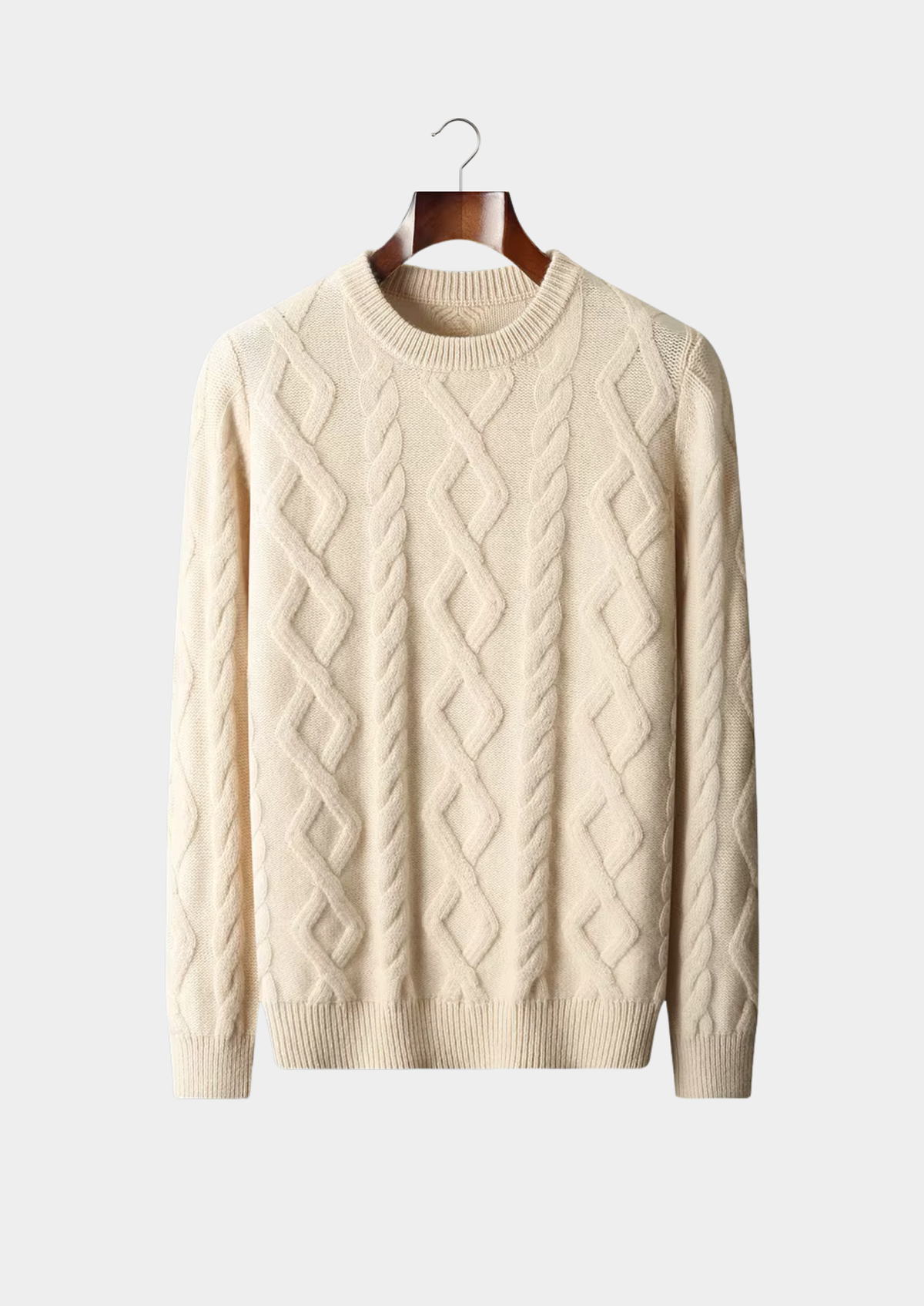 Pure Extra-Fine Merino Wool Wintertime Cable Crewneck | Apuro