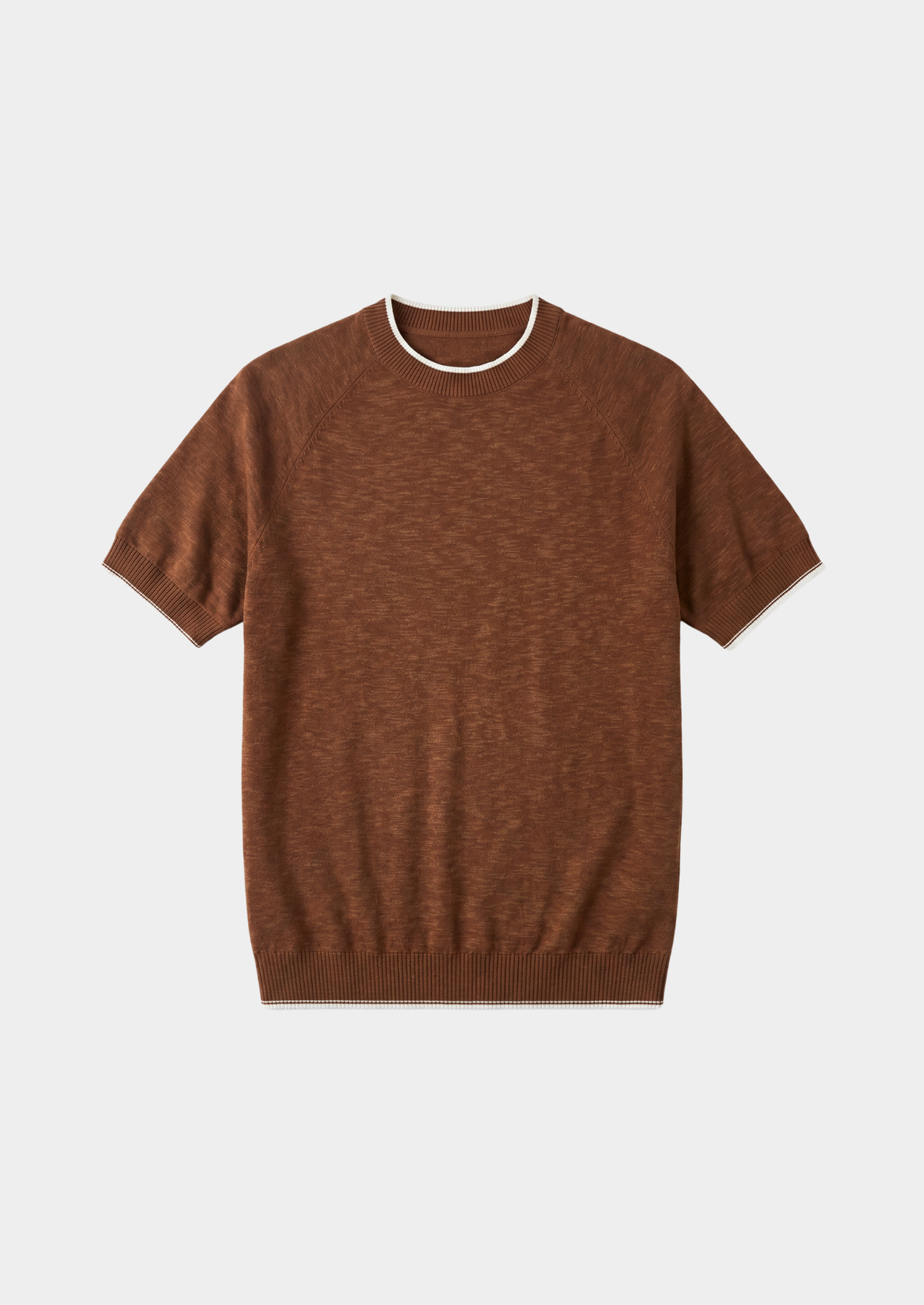 Capri Caramel Linen Contrast T-Shirt | Apuro