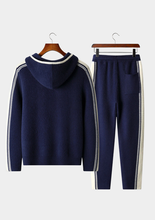 Pure Extra-Fine Merino Wool Navy Blue Damien Set | Apuro