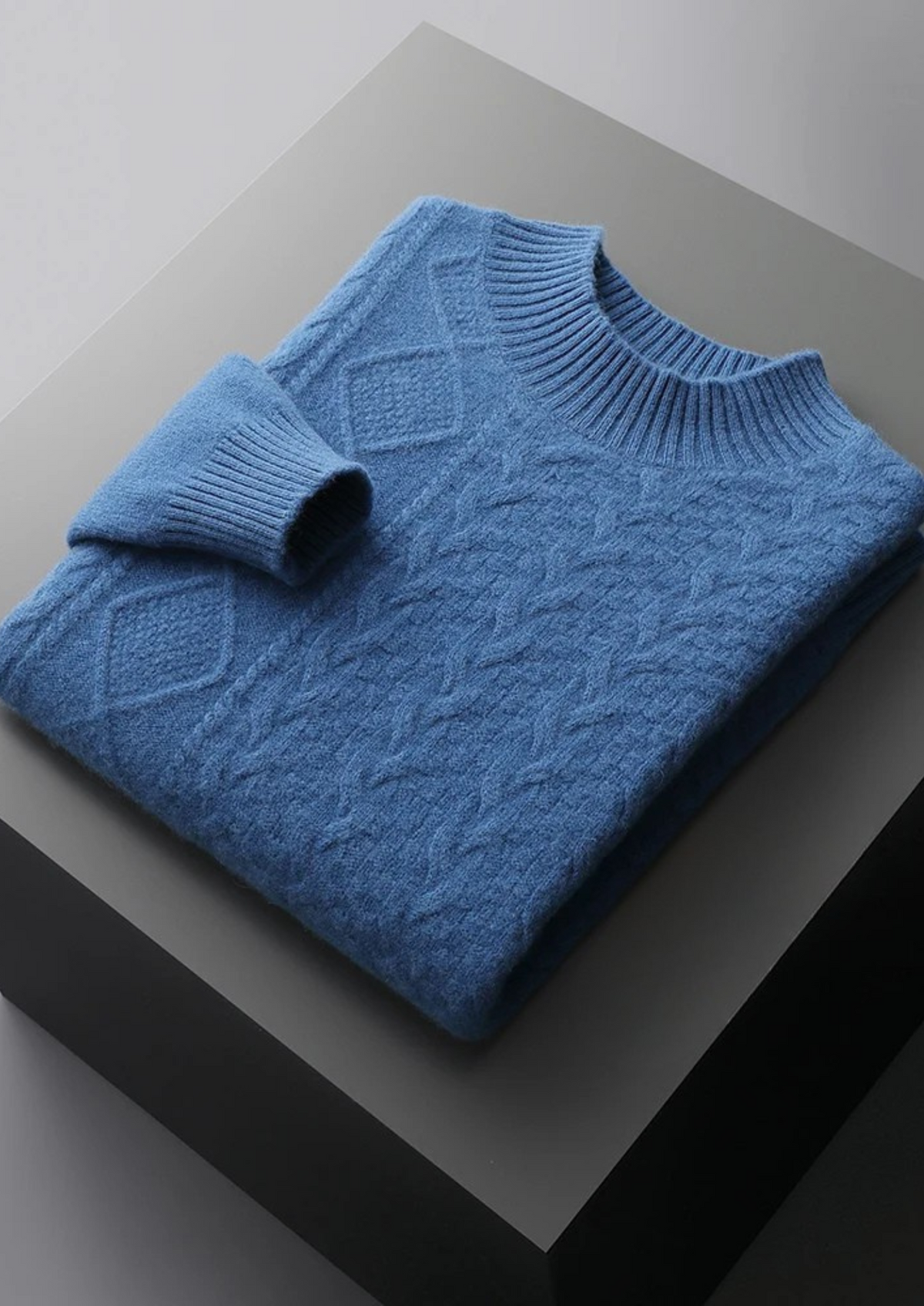 Pure Extra-Fine Merino Wool Jacquard Mockneck | Apuro