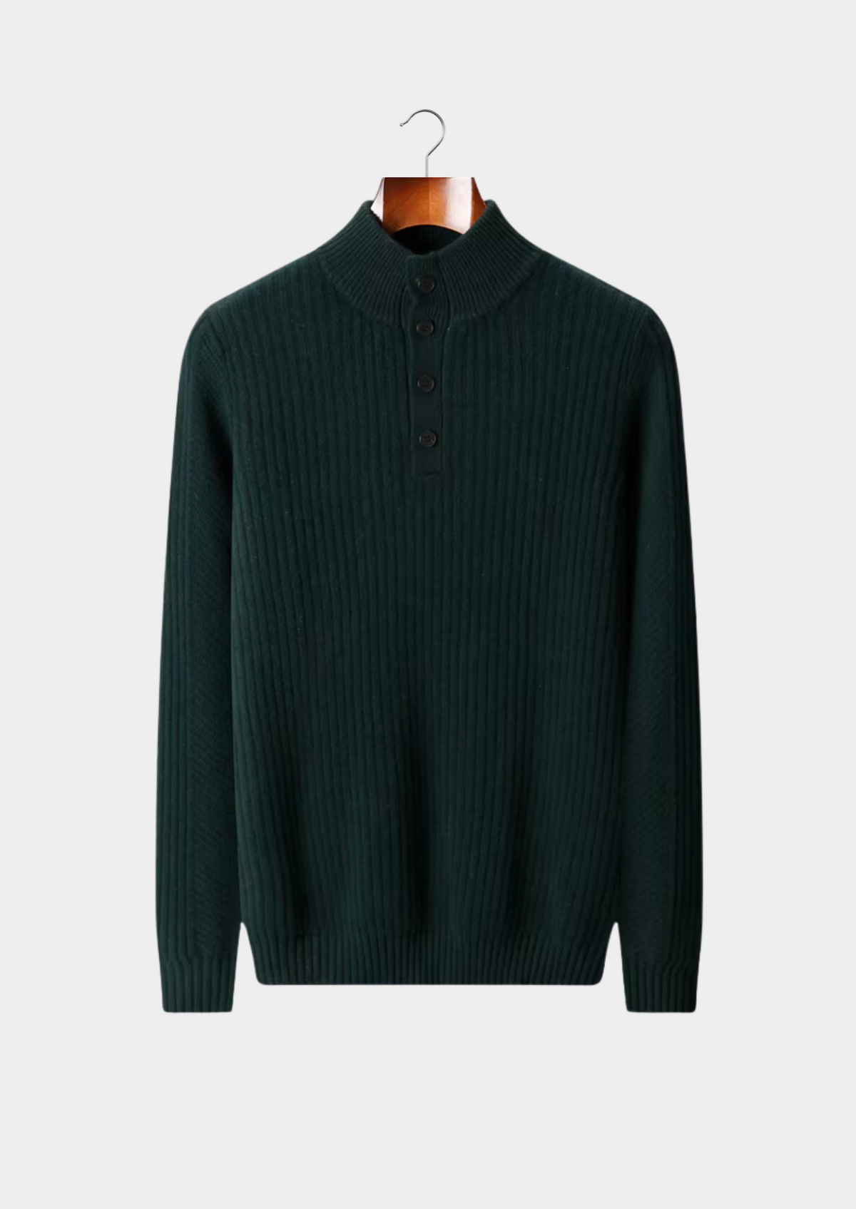 Pure Extra-Fine Merino Wool Ribbed Henley Sweater | Apuro