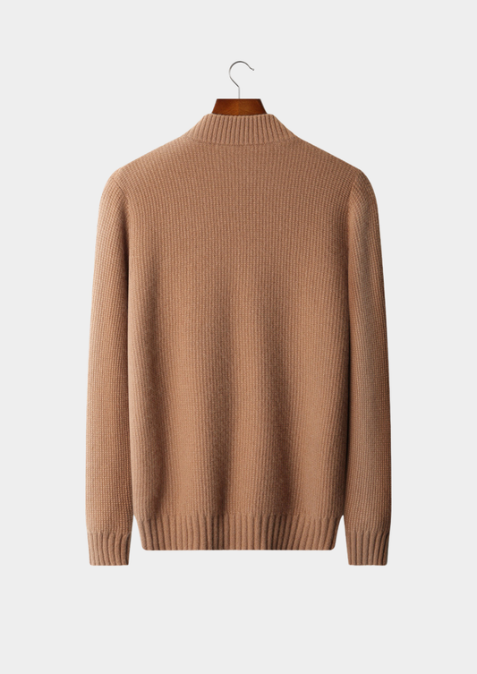 Pure Cashmere Mustard Ribbed Zip Cardigan | Apuro