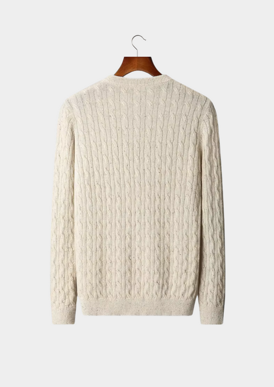 Pure Extra-Fine Merino Wool Nepped Cable Crewneck | Apuro