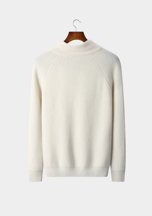 Premium Cashmere Ribbed V-Neck Sweater | Apuro