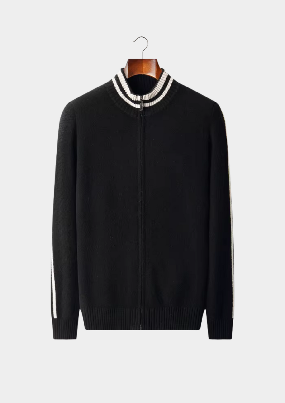 Pure Extra-Fine Merino Wool Two Tone Zip Cardigan | Apuro