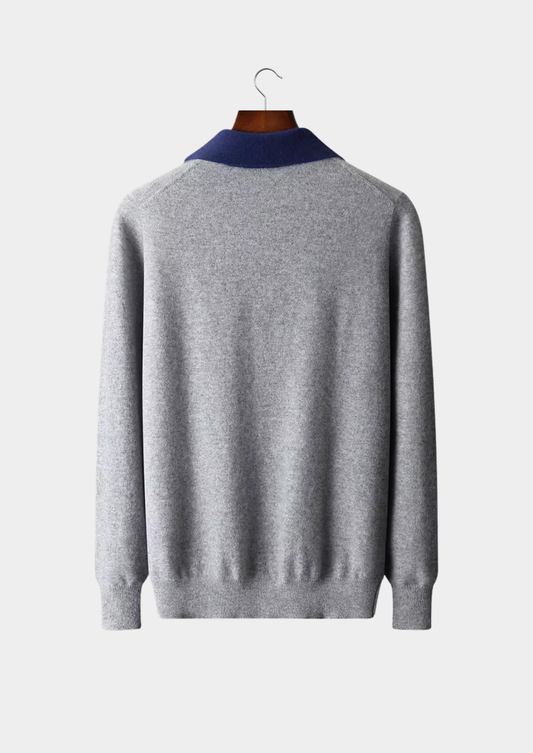 Premium Cashmere Two Tone Zipper Polo | Apuro