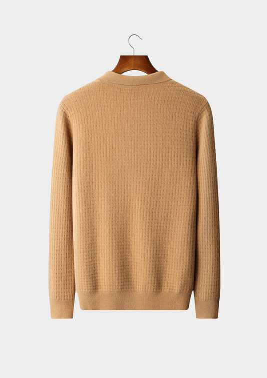 Pure Cashmere Caramel Textured Button Cardigan | Apuro