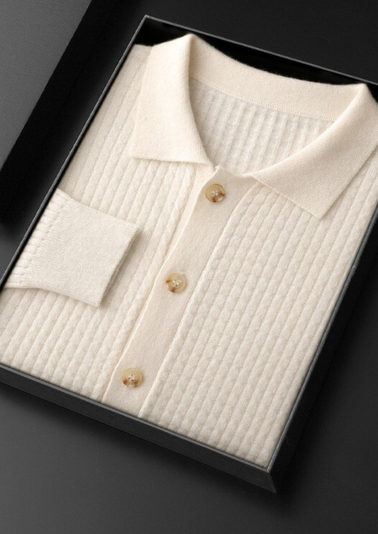 Pure Cashmere Ivory Textured Button Cardigan | Apuro
