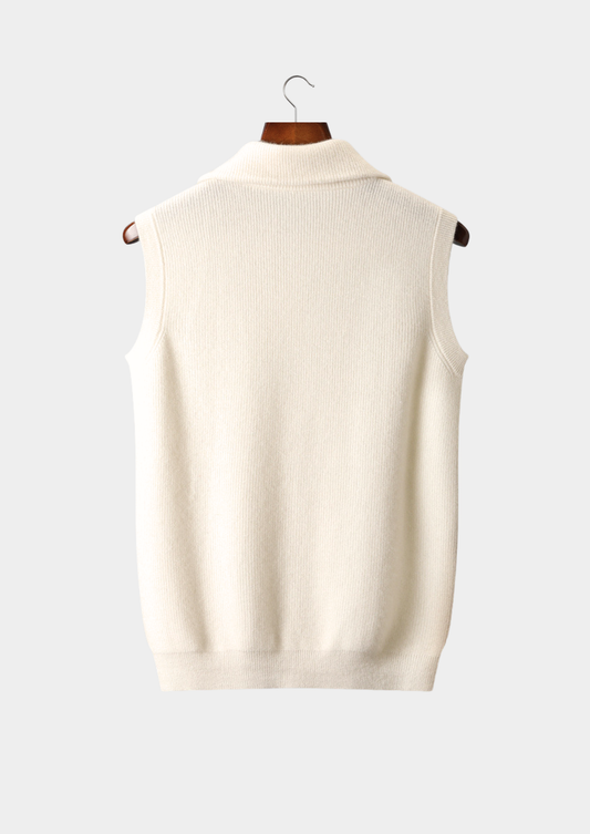 Pure Cashmere Ivory Body Warmer Vest | Apuro