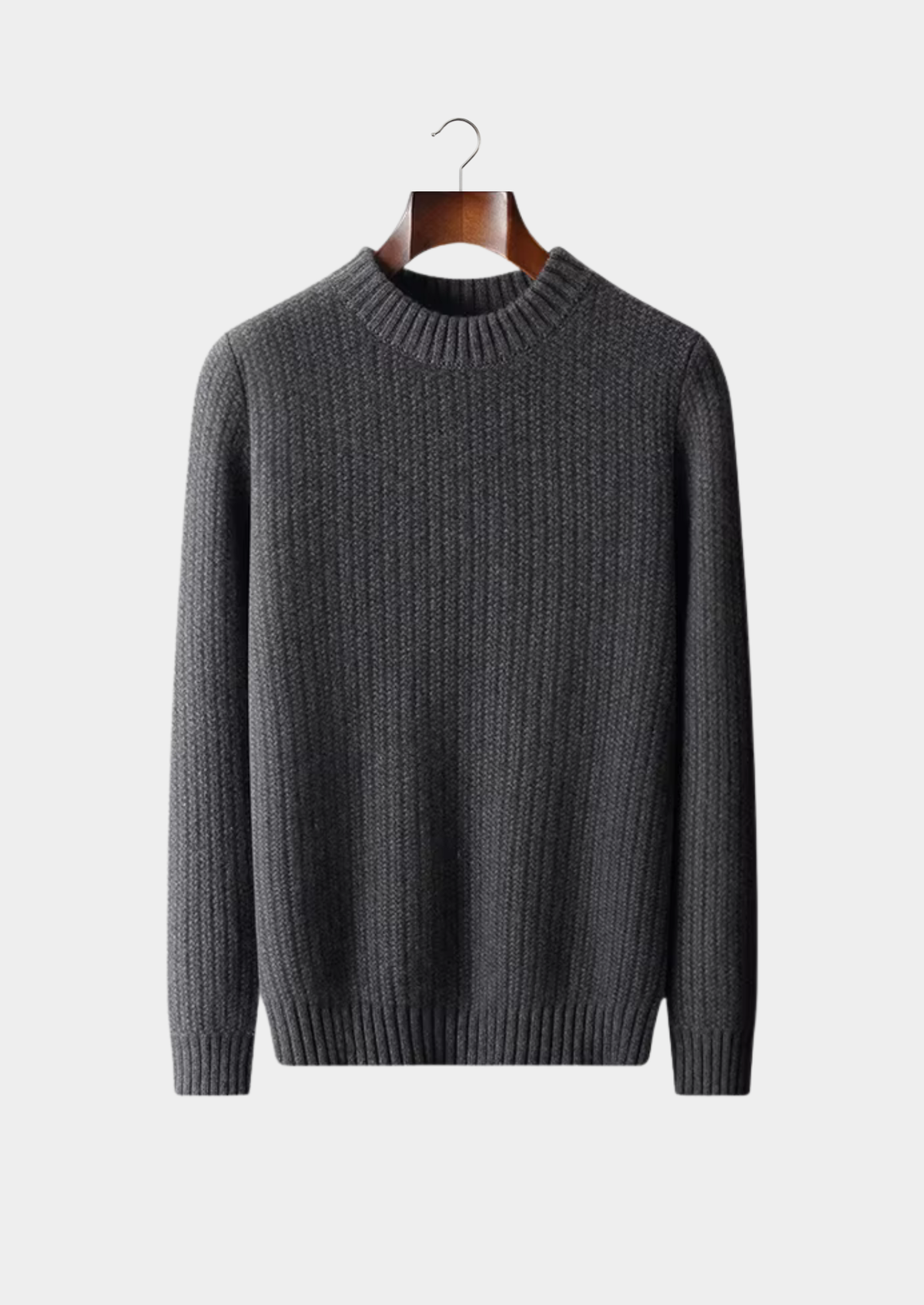 Pure Cashmere Dark Gray Heavyweight Crewneck | Apuro