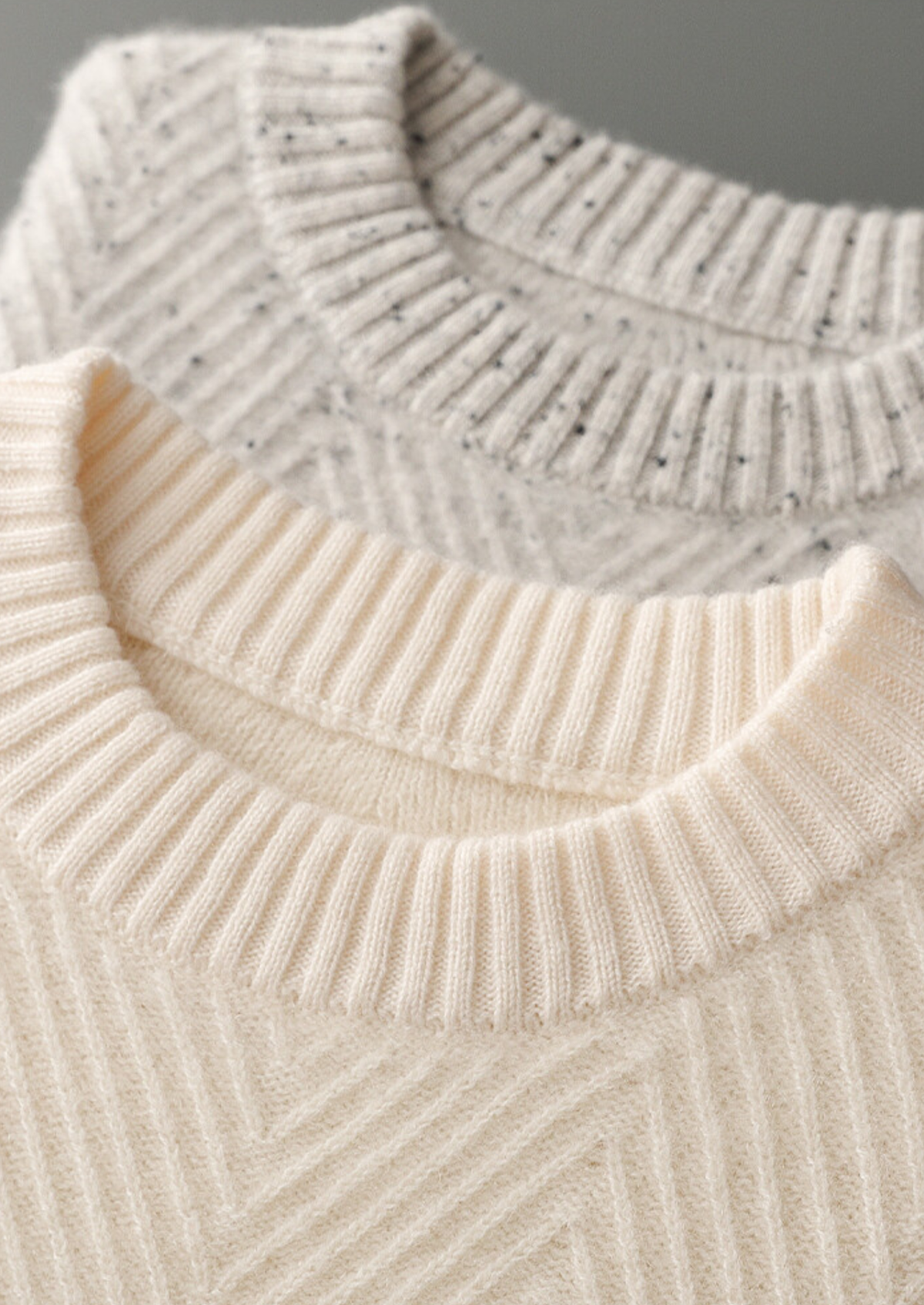 Pure Cashmere Light Gray Herringbone Crewneck | Apuro