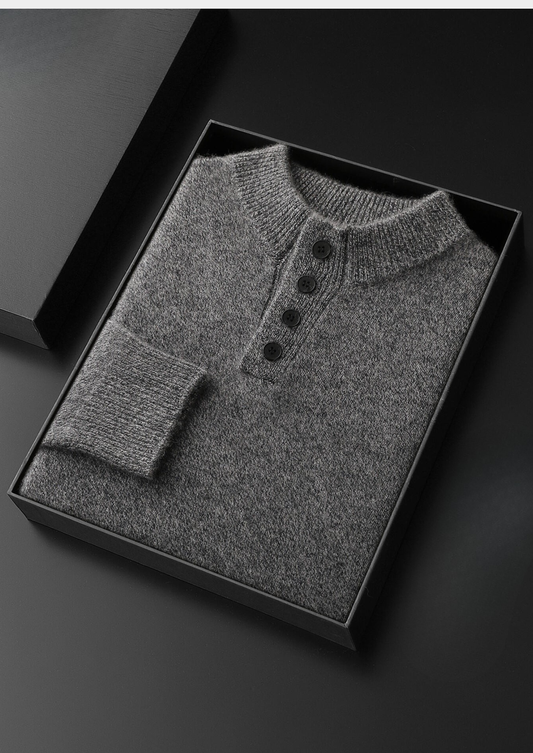 Pure Cashmere Light Gray Button Sweater | Apuro