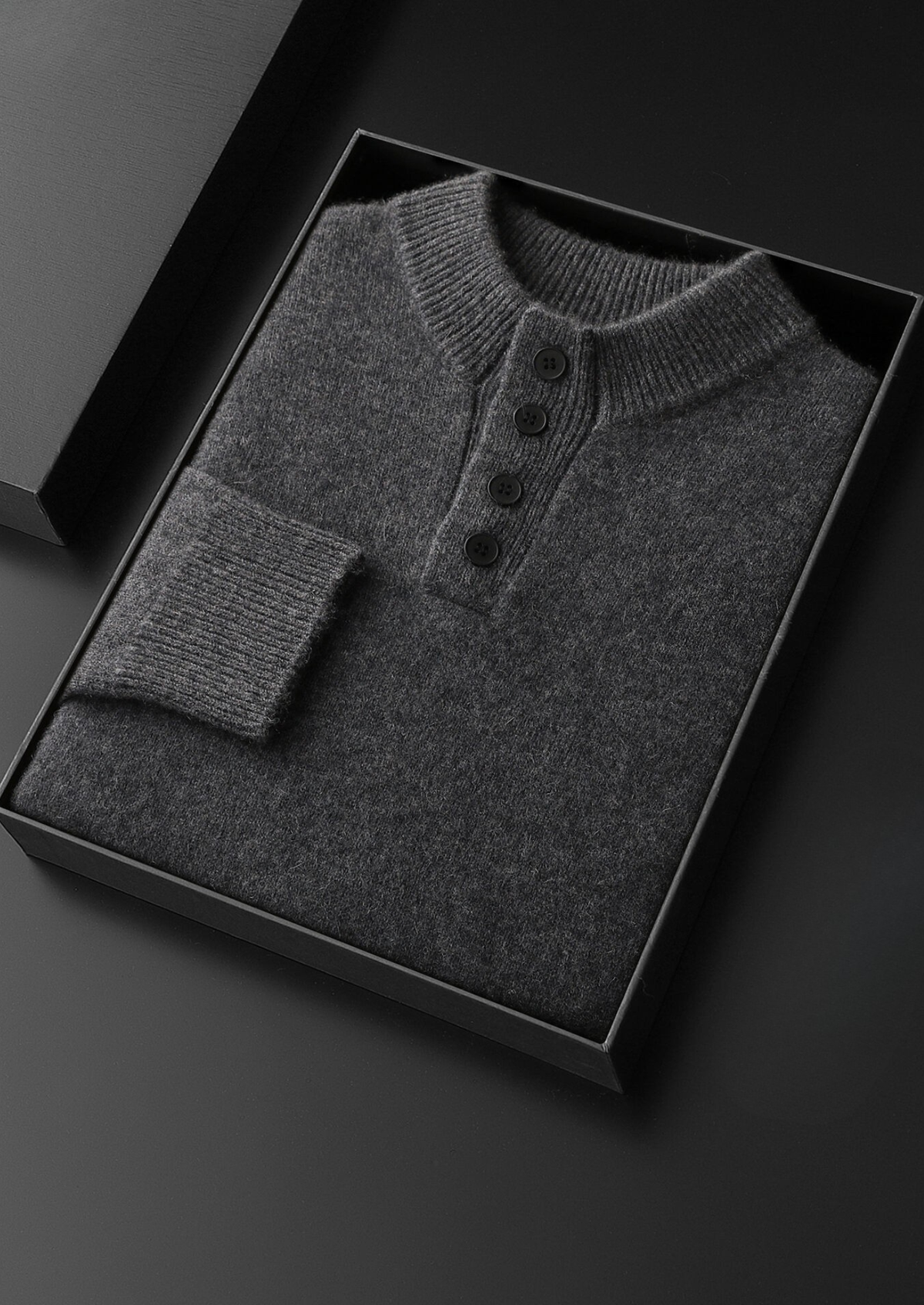 Pure Cashmere Dark Gray Button Sweater | Apuro