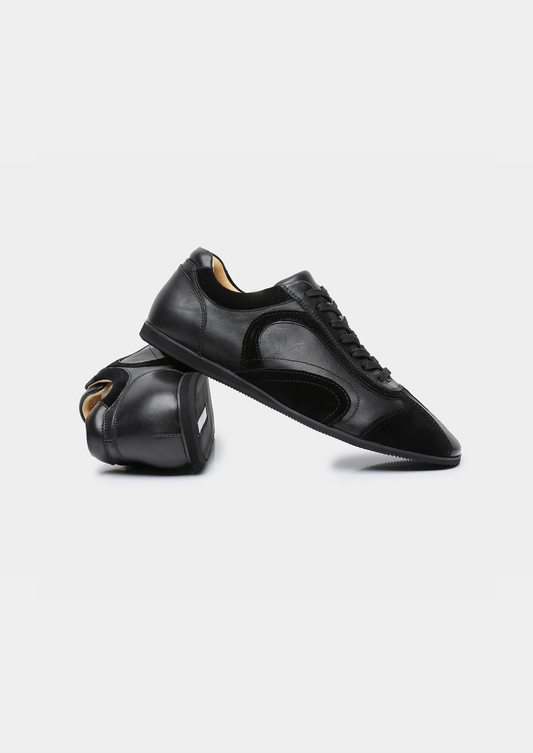 Black Retro Hybrid Suede Leather Runner | Apuro