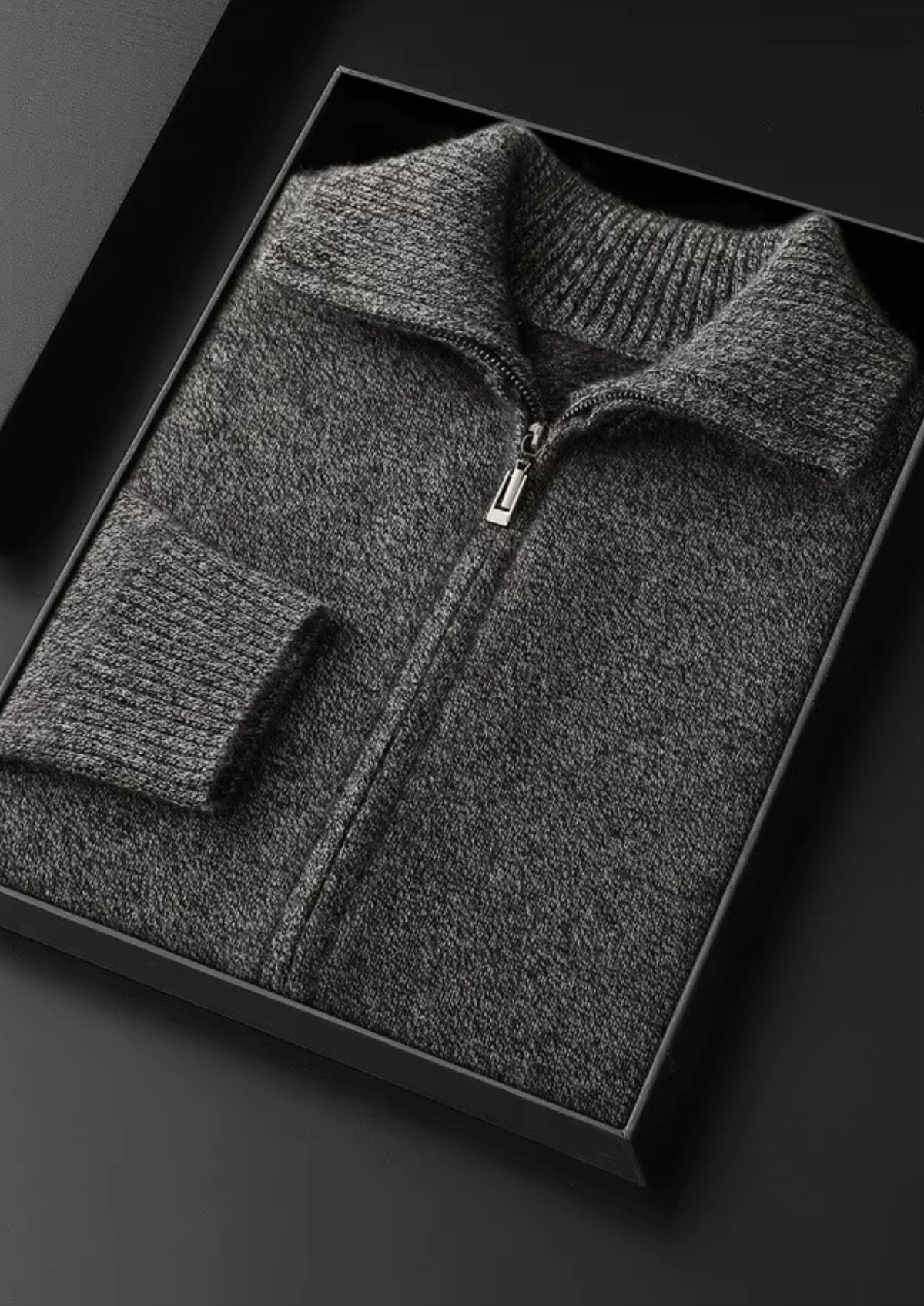 Pure Cashmere Heather Gray Funnel Neck Cardigan | Apuro