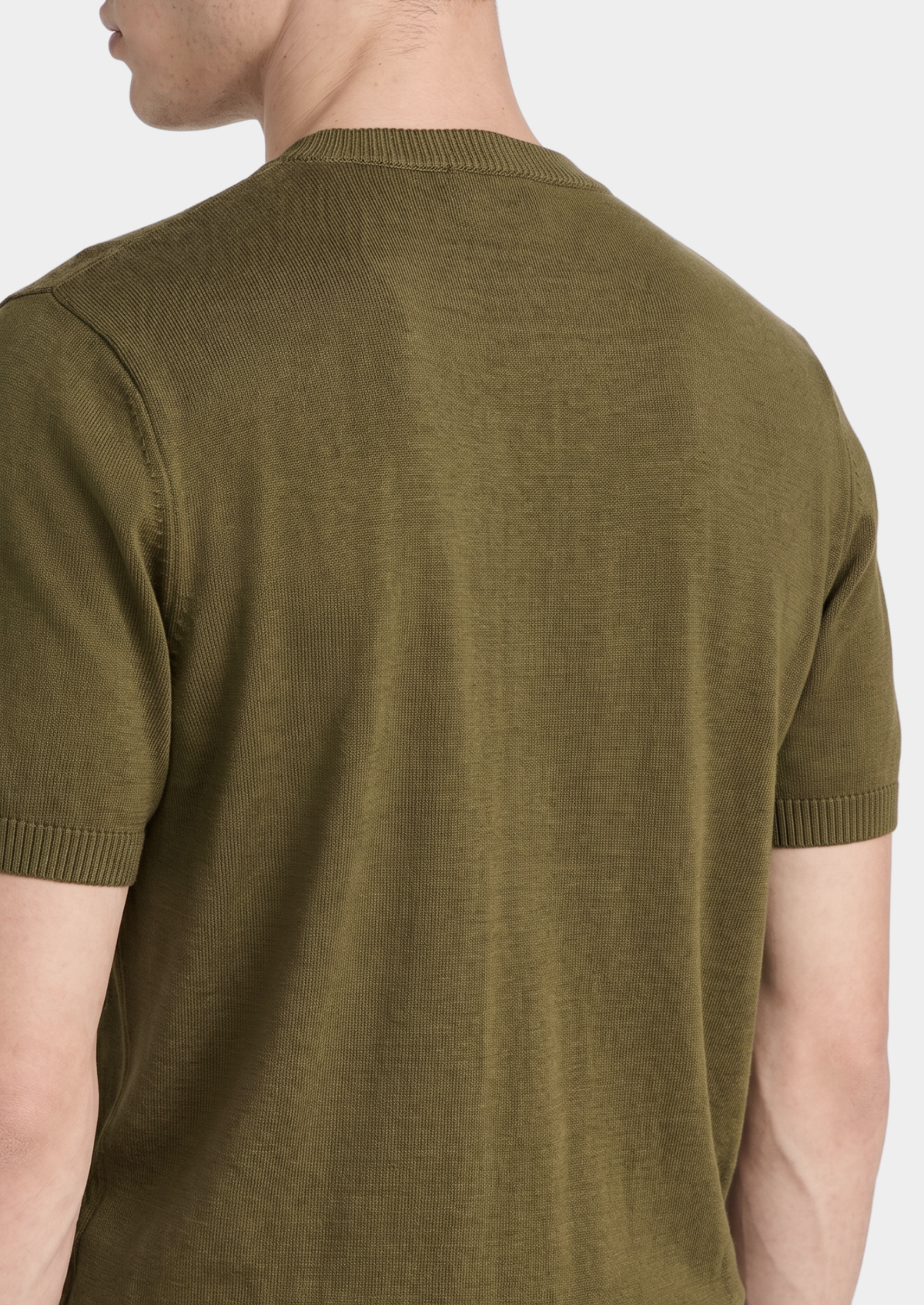 Essential Olive Knitted Crewneck T-Shirt | Apuro