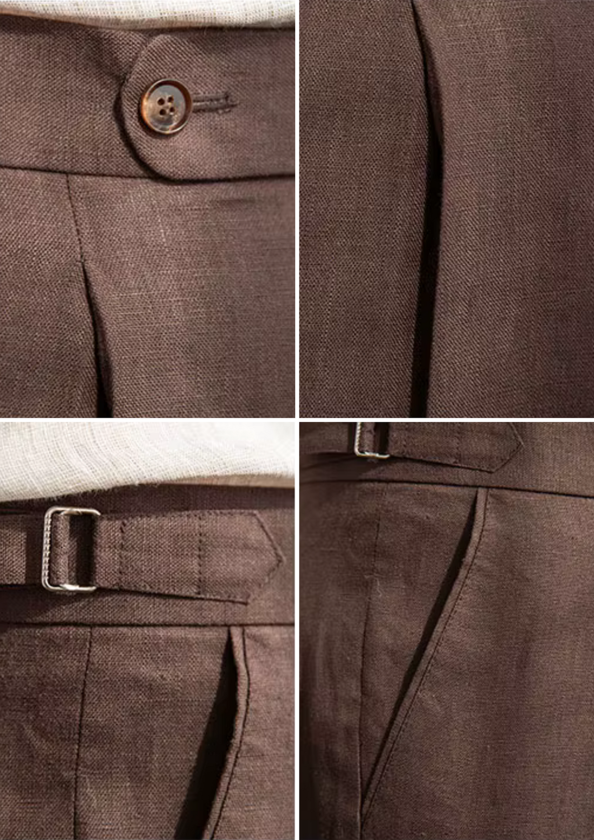 Tuscany Pleated Coastal Trousers - Dark Brown | Apuro