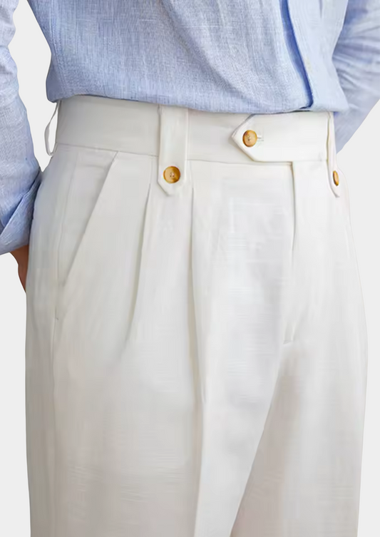 Cagliari Pleated Coastal Trousers - White | Apuro