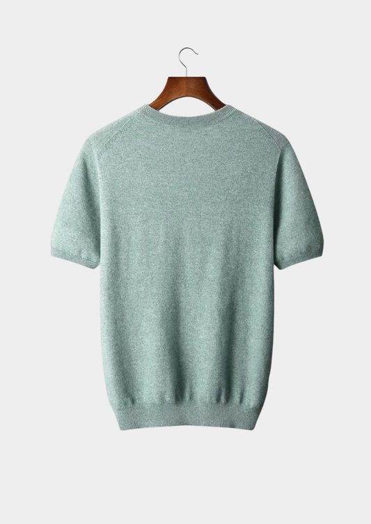 Premium Cashmere Classic Crewneck T-Shirt - Verdant Slate | Apuro