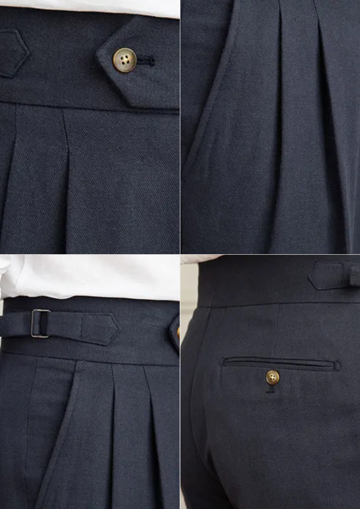 Napoli Pleated Coastal Trousers - Navy Blue | Apuro