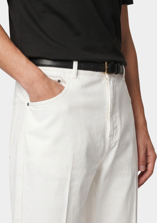 Essential White Straight Leg Denim Trousers | Apuro