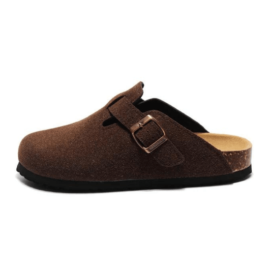 Apuro Suede Boston Clogs - Dark Brown