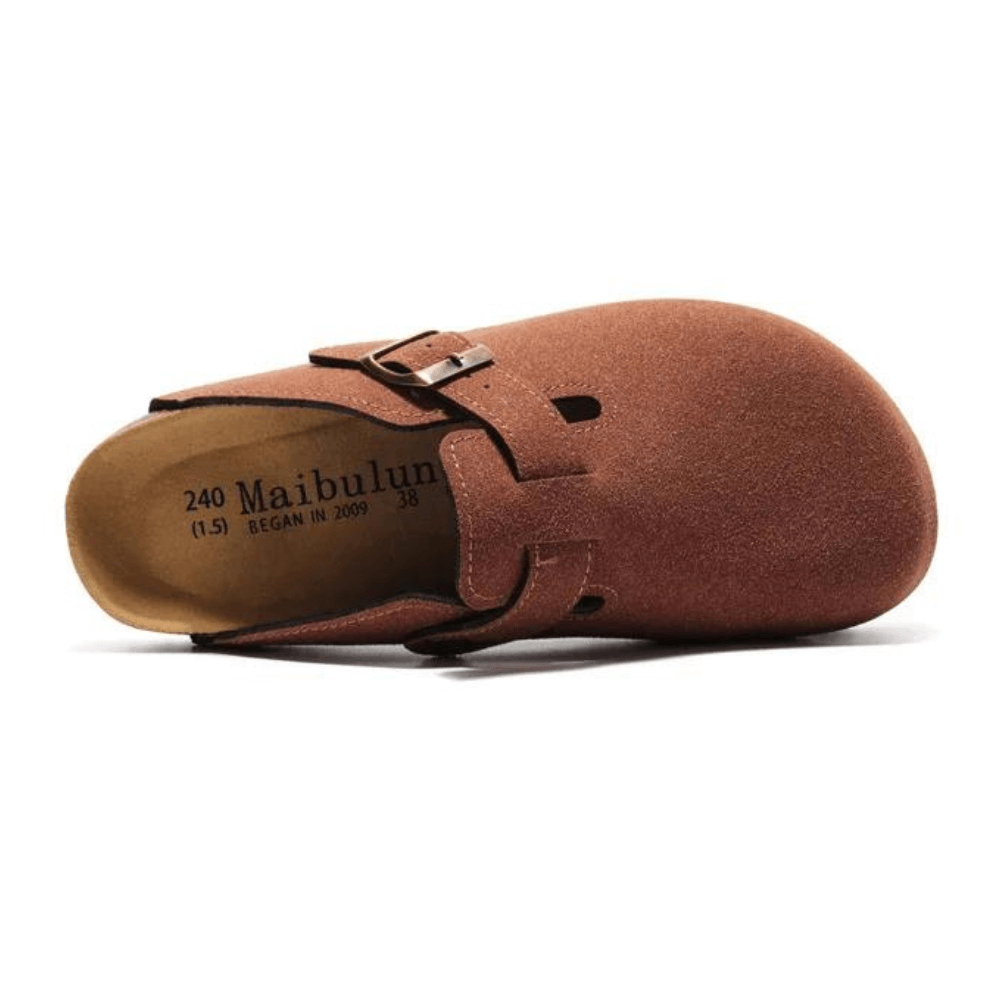 Apuro Suede Boston Clogs - Chestnut