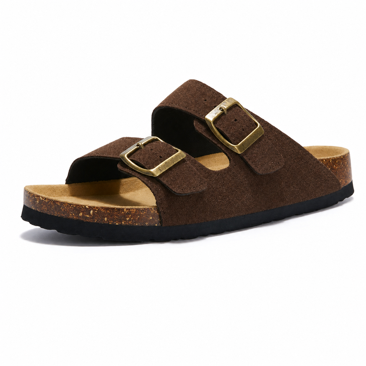 Maibulun Suede Arizona Sandals - Dark Brown | Apuro