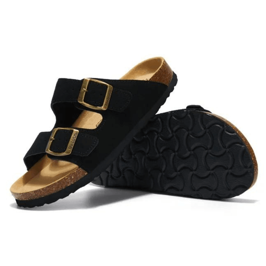 Maibulun Suede Arizona Sandals - Black | Apuro