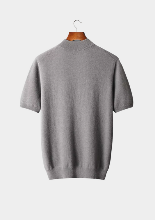 Premium Cashmere Mock Neck T-Shirt | Apuro