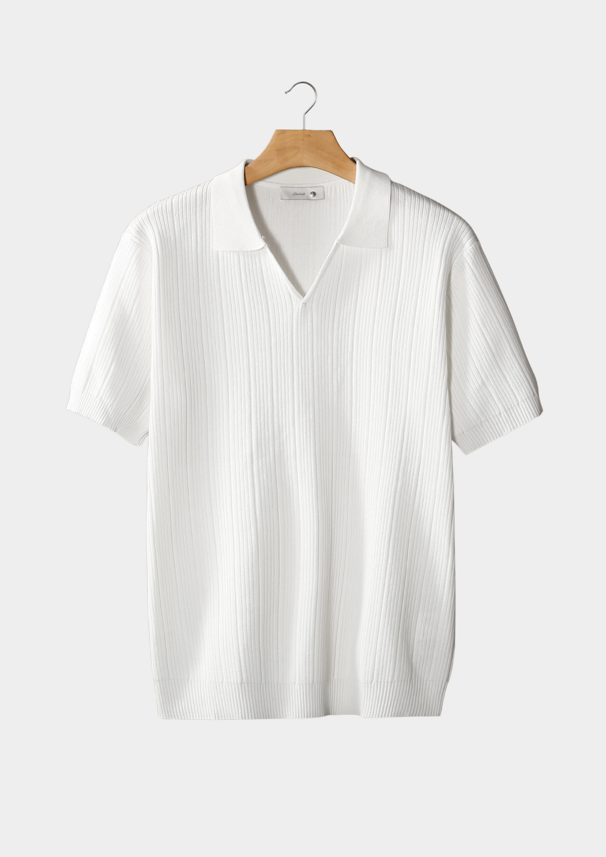 White Open Collar Ribbed Polo | Apuro