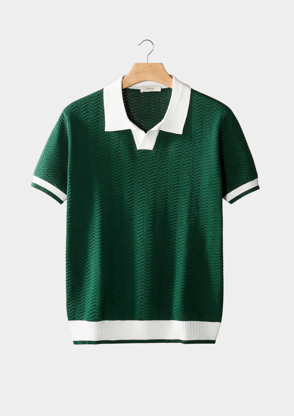Green Contrast Textured Polo | Apuro
