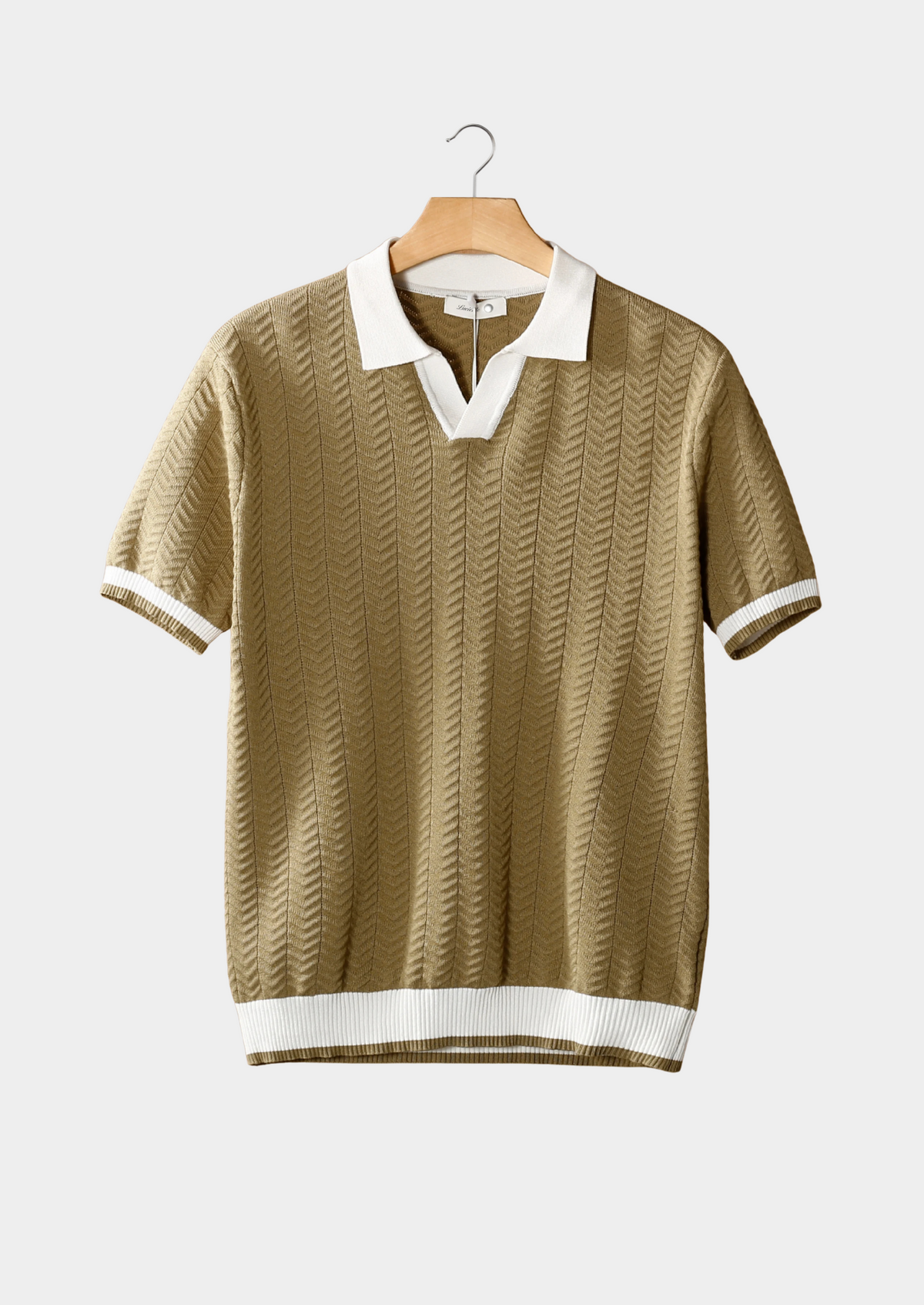 Almond Contrast Textured Polo | Apuro