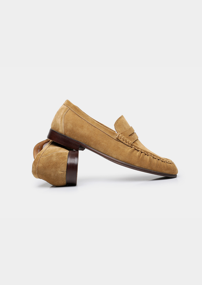 Caramel Classic Penny Suede Loafers | Apuro