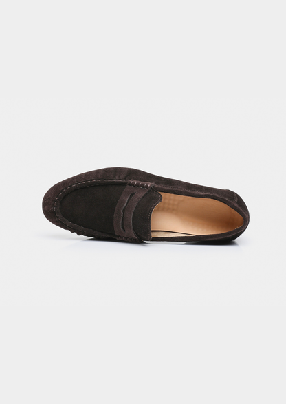 Coffee Classic Penny Suede Loafers | Apuro