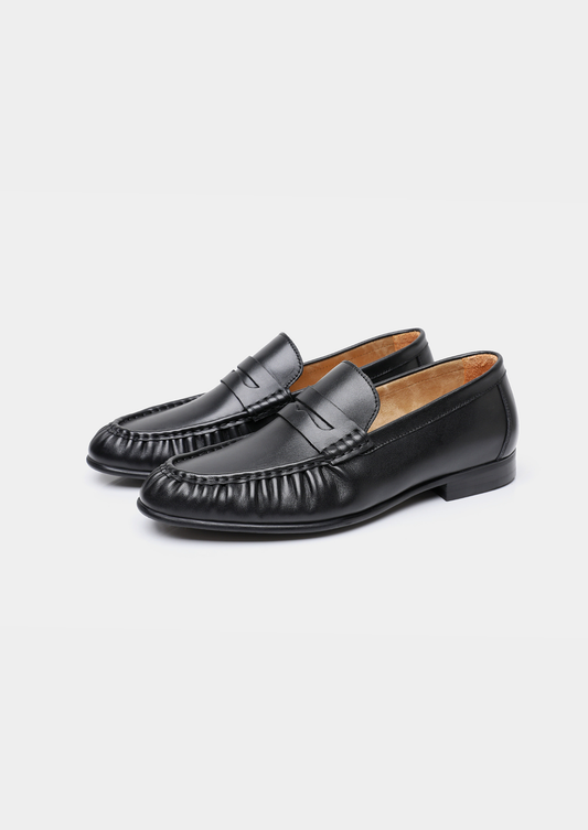 Black Classic Penny Leather Loafers | Apuro