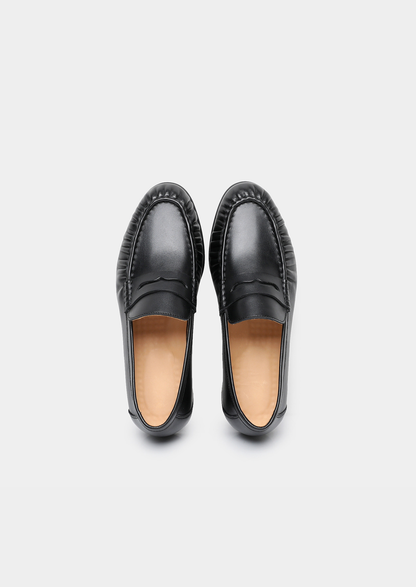 Black Classic Penny Leather Loafers | Apuro