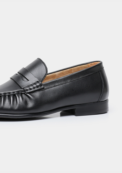Black Classic Penny Leather Loafers | Apuro