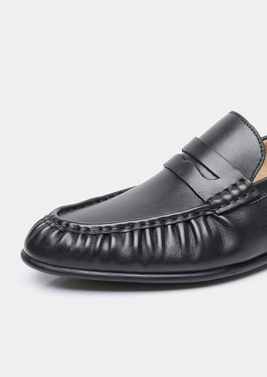 Black Classic Penny Leather Loafers | Apuro