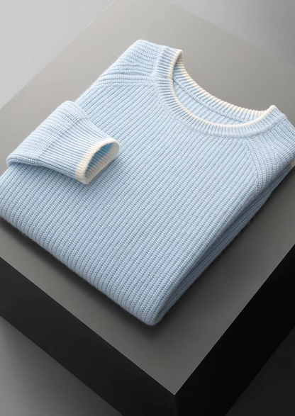 Pure Extra-Fine Merino Wool Two Tone Crewneck | Apuro