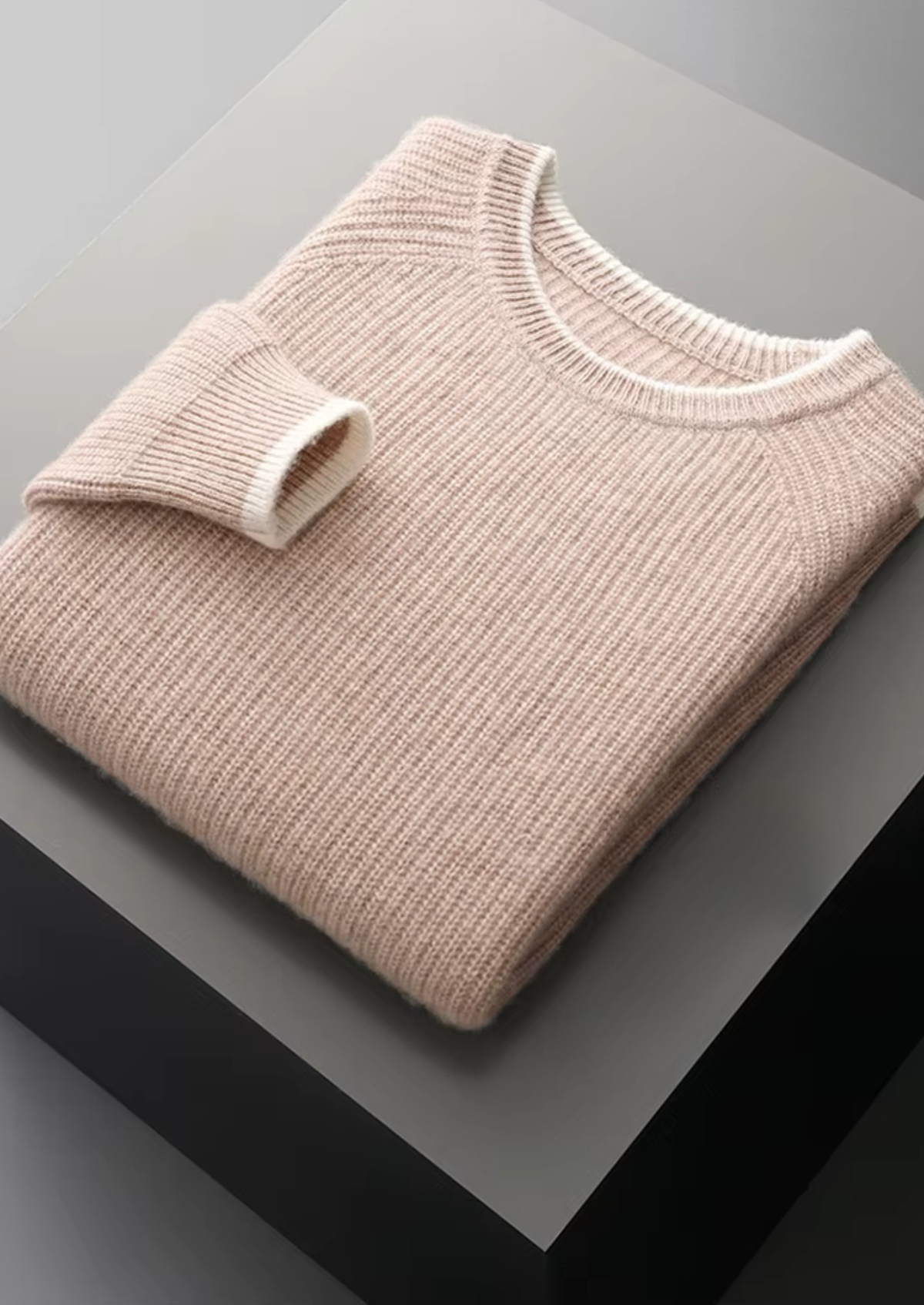 Pure Extra-Fine Merino Wool Two Tone Crewneck | Apuro