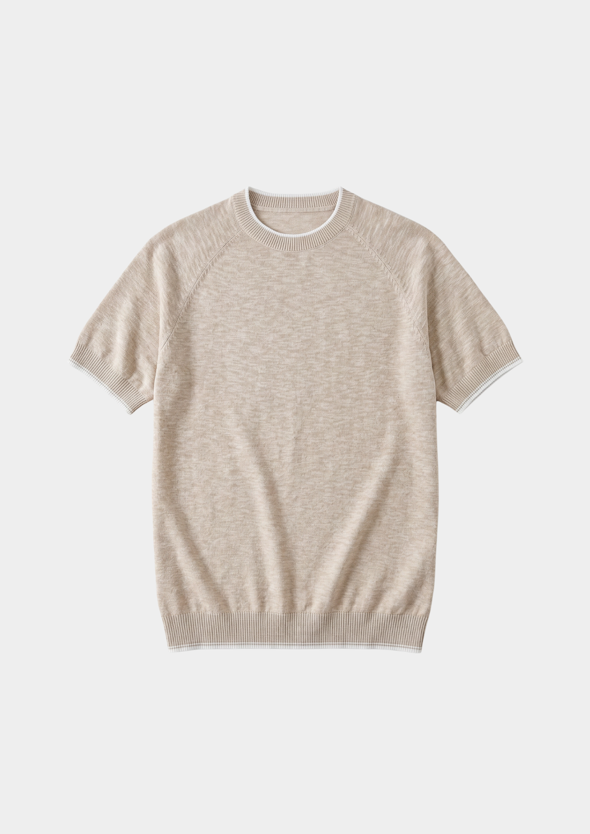 Capri Beige Linen Contrast T-Shirt | Apuro