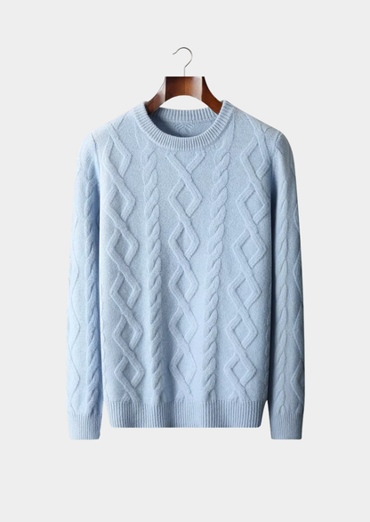 Pure Extra-Fine Merino Wool Wintertime Cable Crewneck | Apuro