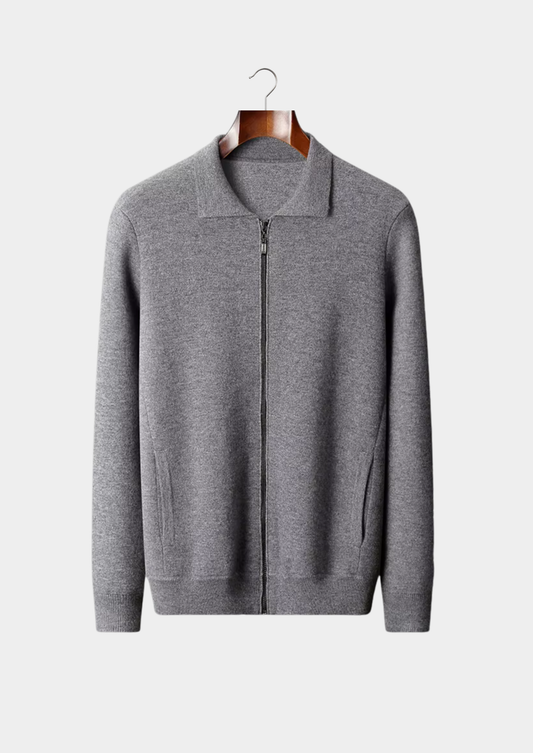 Pure Extra-Fine Merino Wool Polo Zip Cardigan | Apuro
