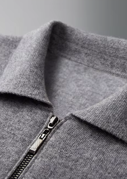 Pure Extra-Fine Merino Wool Polo Zip Cardigan | Apuro