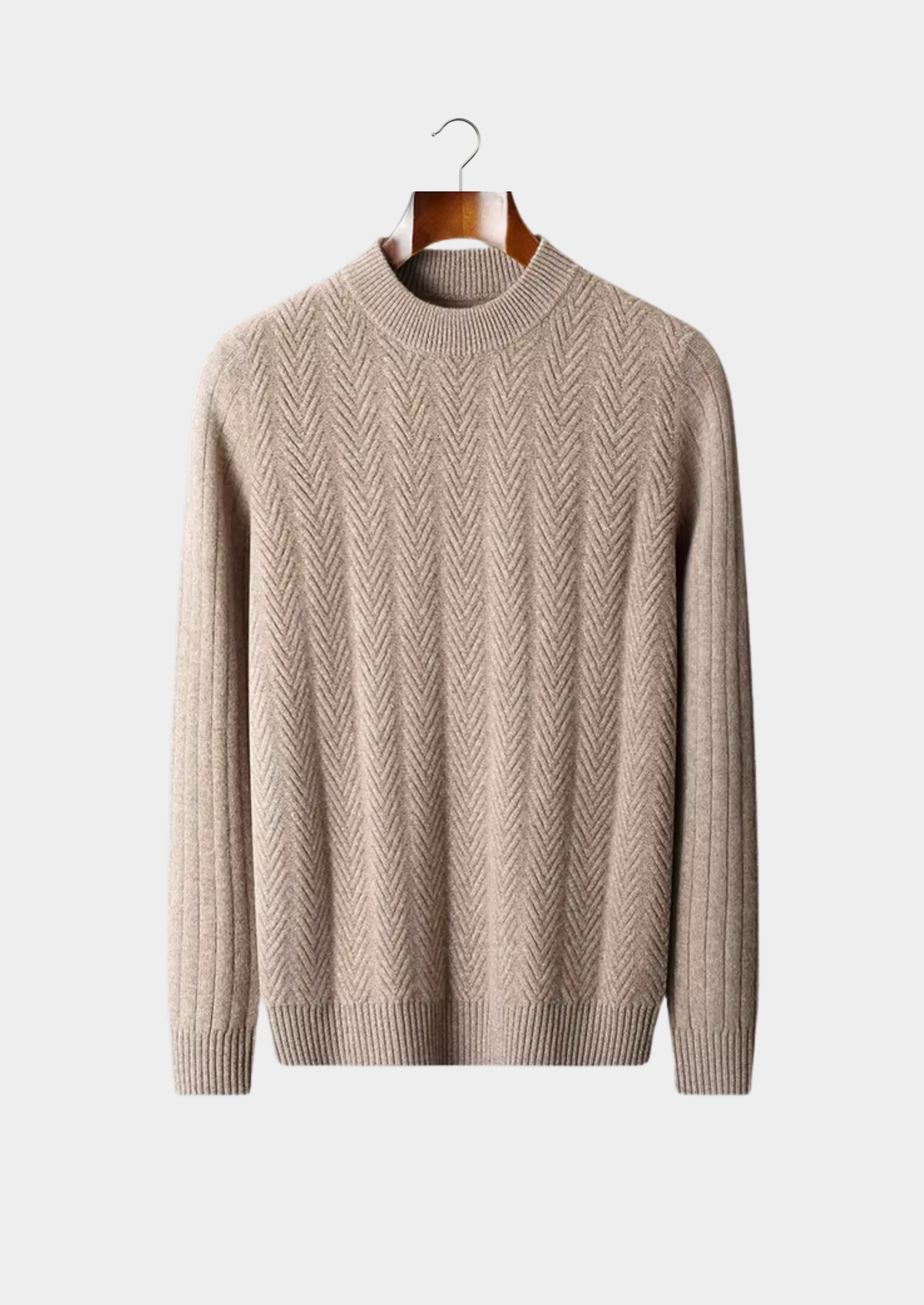 Pure Extra-Fine Merino Wool Herringbone Crewneck | Apuro