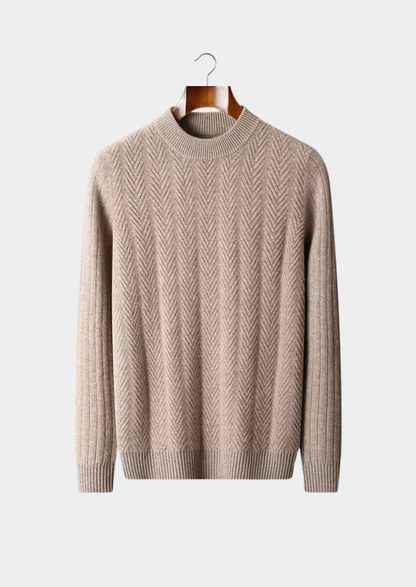 Pure Extra-Fine Merino Wool Herringbone Crewneck | Apuro