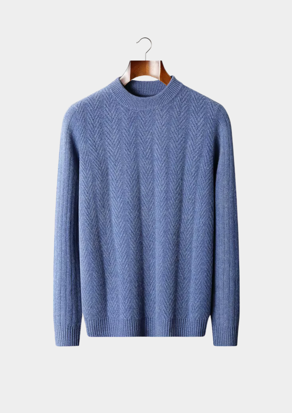 Pure Extra-Fine Merino Wool Herringbone Crewneck | Apuro