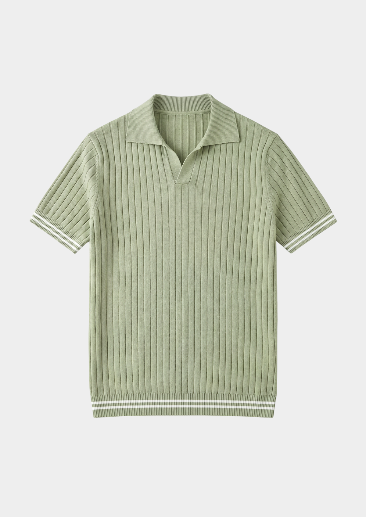 Pierre Pistache Ribbed Buttonless Polo | Apuro