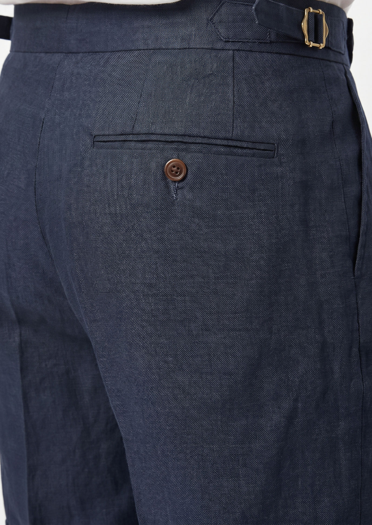 Navy Blue Pleated Linen Seaside Shorts | Apuro